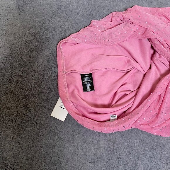 AFRM Womens‎ Rhinestone Pink Ruched Strapless Mesh Top Size Large Blouse NWT - Picture 5 of 7